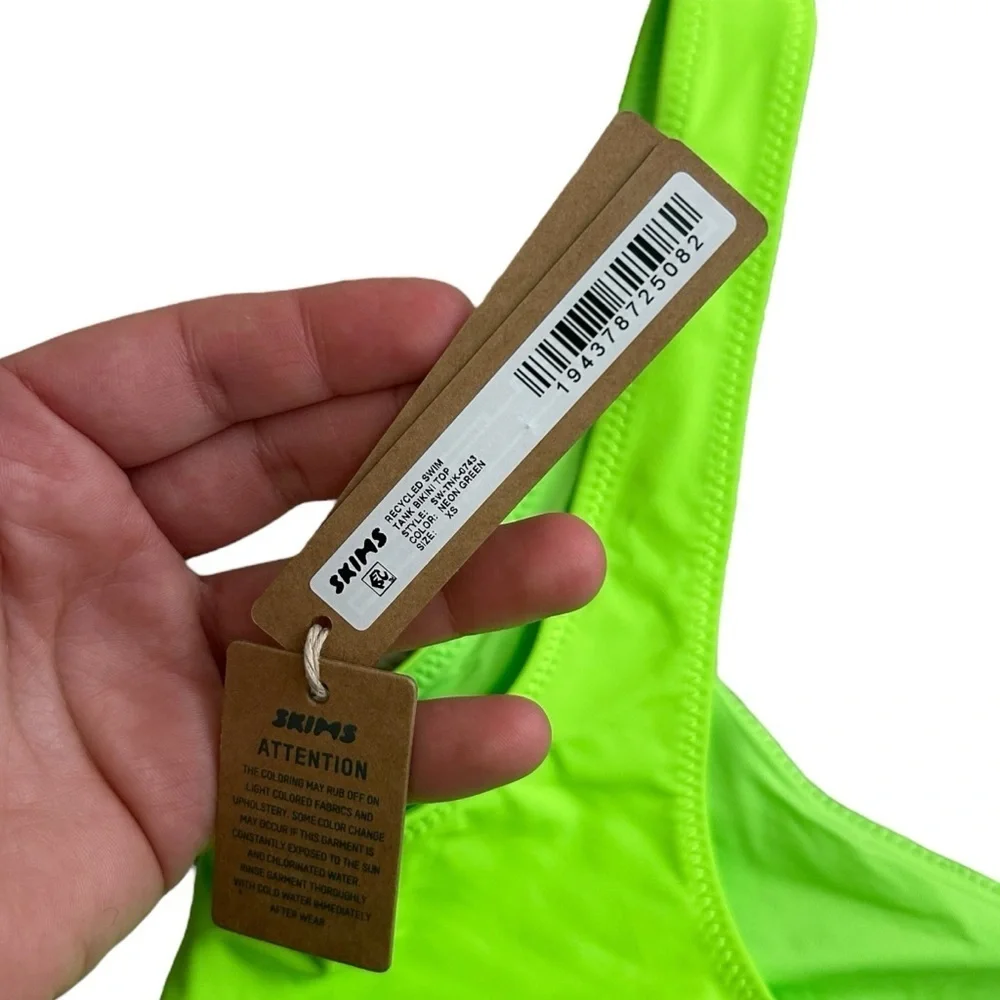 SKIMS Kim Kardashian Limited Edition Recycled Swim Tank Bikini Neon Green Top XS